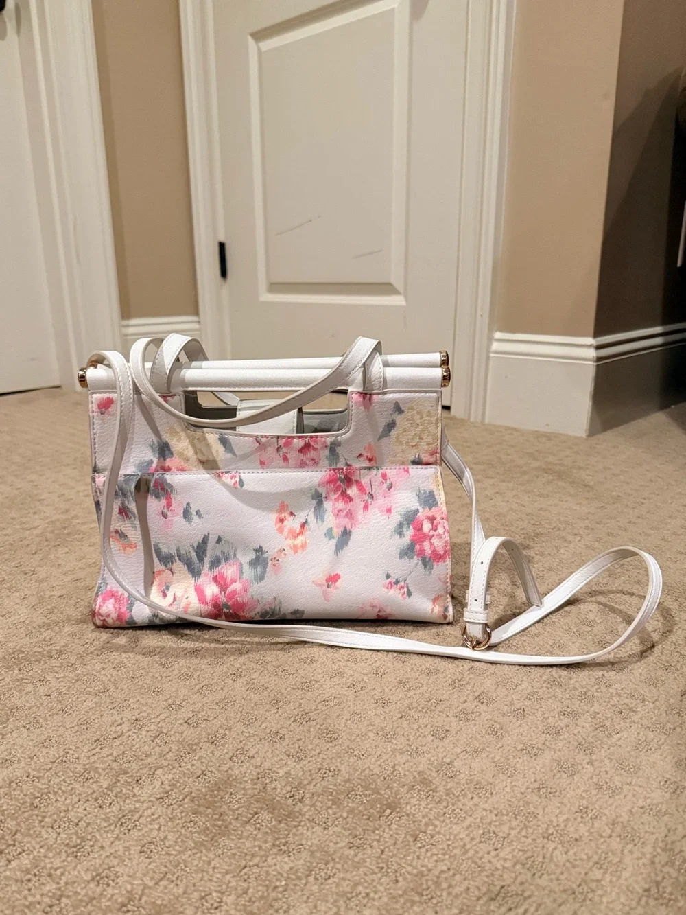 Lauren Conrad Floral Print White Top-Handle Women’s Handbag
